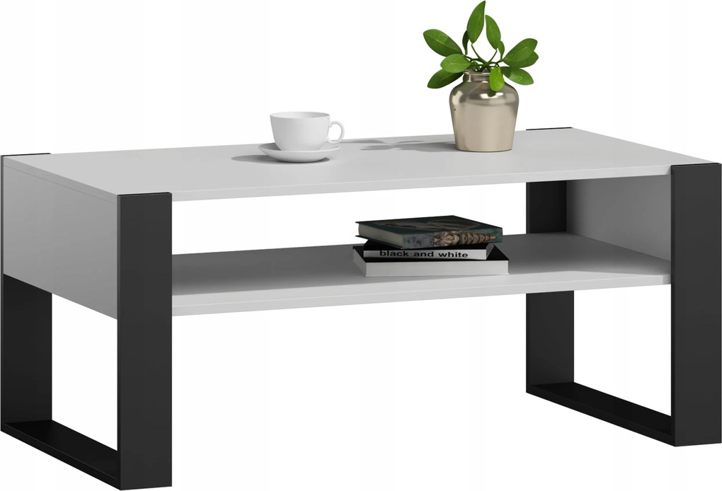 Kaja dohányzóasztal fehér-fekete loft retro Per