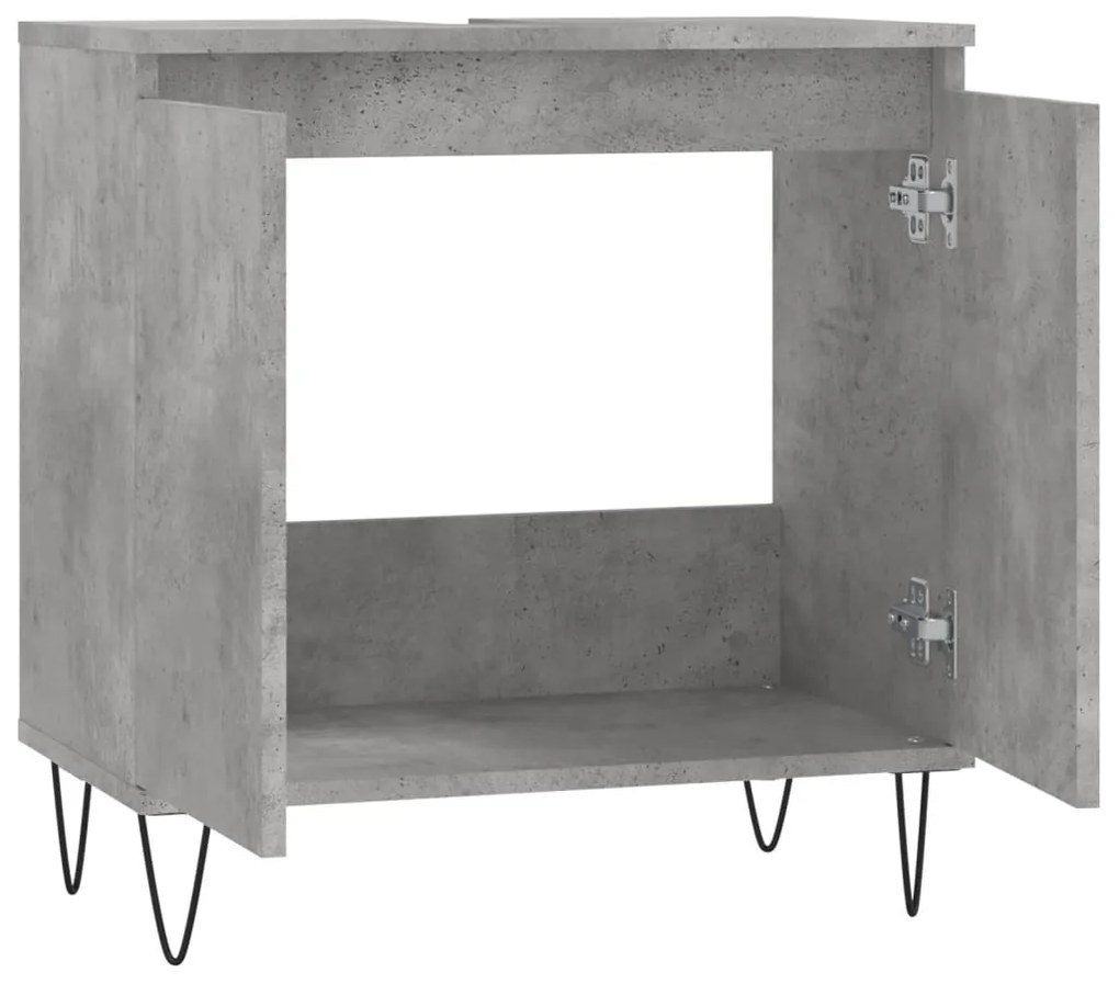Betonszürke szerelt fa fürdőszobaszekrény 58x33x60 cm