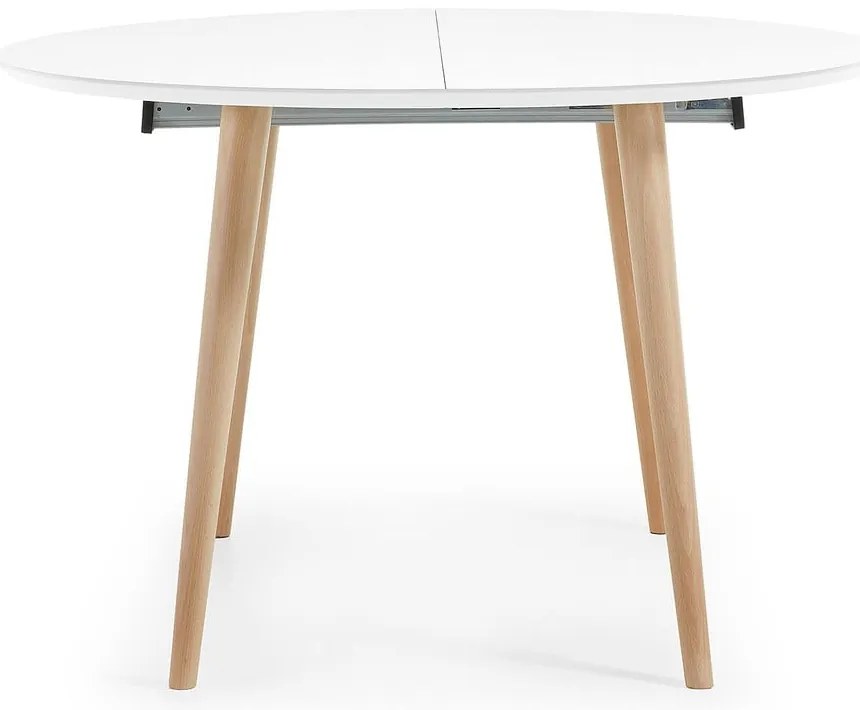 Fehér bővíthető étkezőasztal fehér asztallappal ø 120 cm Oqui – Kave Home