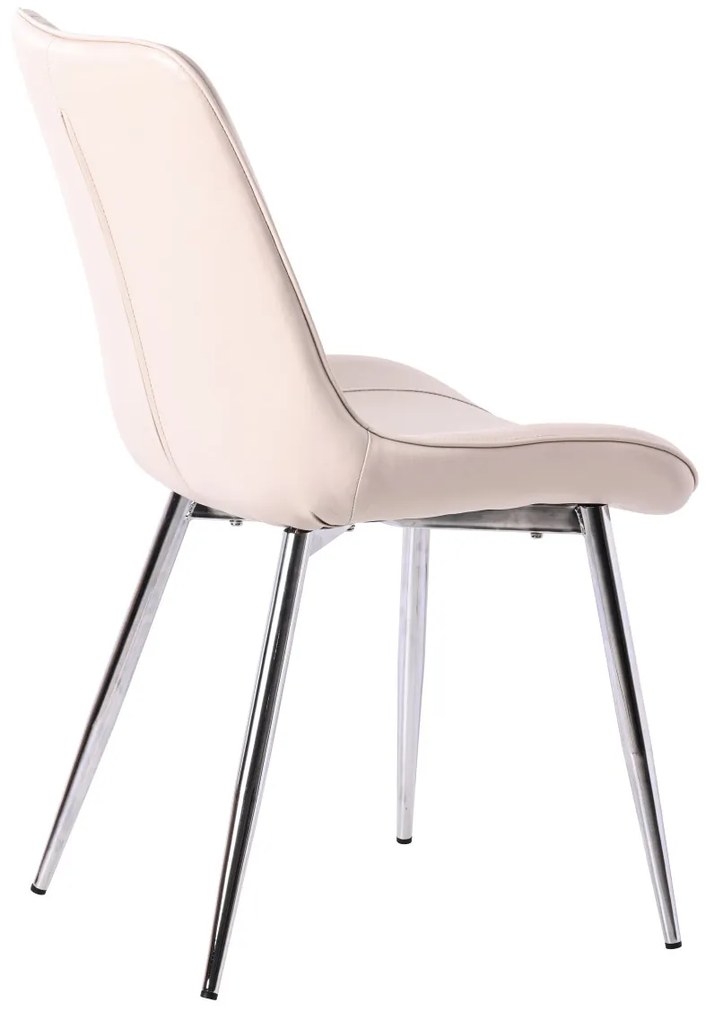 Scaun de dining elegant, bej, cu tapițerie din piele ecologică