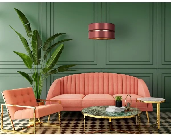 Duolla - Csillár zsinóron DUO 1xE27/15W/230V átm. 40 cm Burgundi/arany