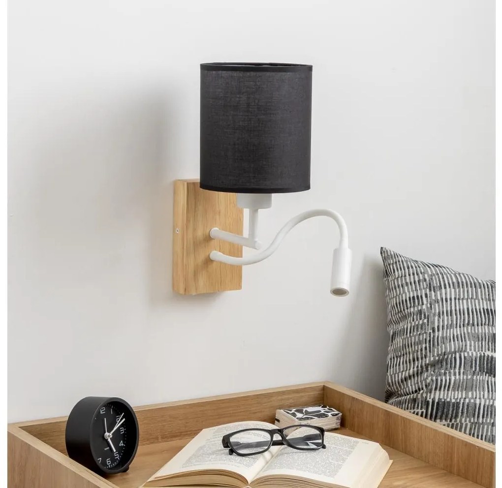 Brilagi - LED Fali lámpa NUBILA WOOD 1xE27/25W/230V + LED/3W tölgy/fekete