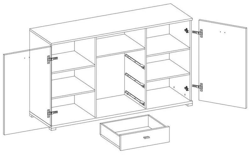 Nelly 135 2 ajtós fiókos komód kőris - ezüst tölgy