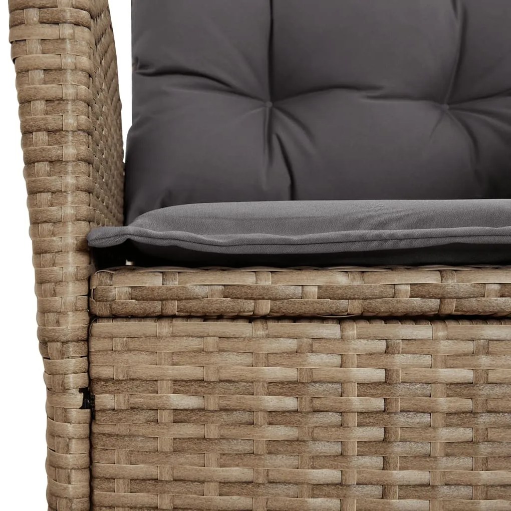 9 részes vegyes bézs polyrattan kerti étkezőgarnitúra párnákkal