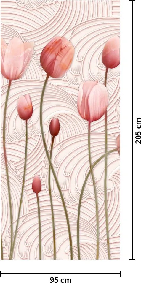 Fotótapéta ajtóra - Rózsaszín tulipán (95x205cm)