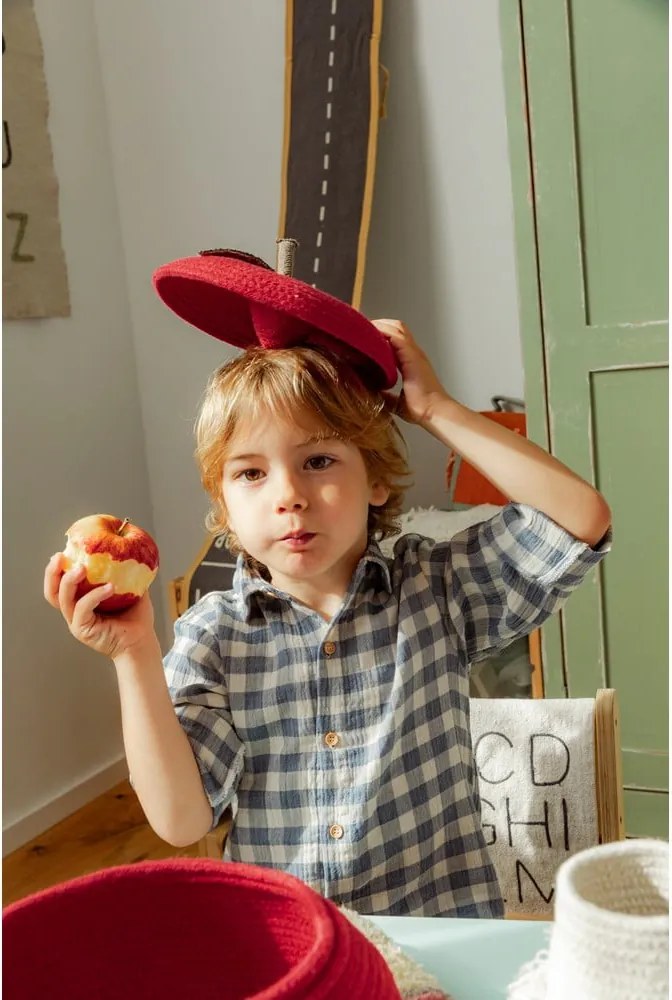 Piros textil játéktároló kosár ø 28x20 cm Apple – Lorena Canals