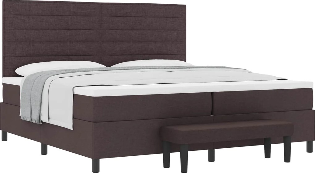 vidaXL Boxrugós ágy matracmal Sötét Barna 200 x 200 cm szövet