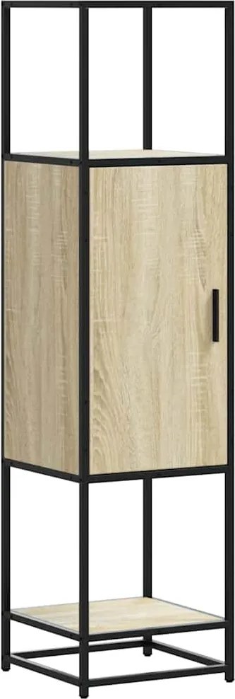 vidaXL Highboard sonoma tölgy 35,5x35x139 cm gépelt fa és fém