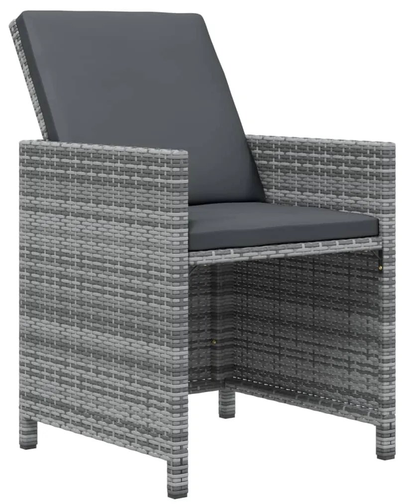 21 részes szürke polyrattan kerti étkezőgarnitúra párnákkal
