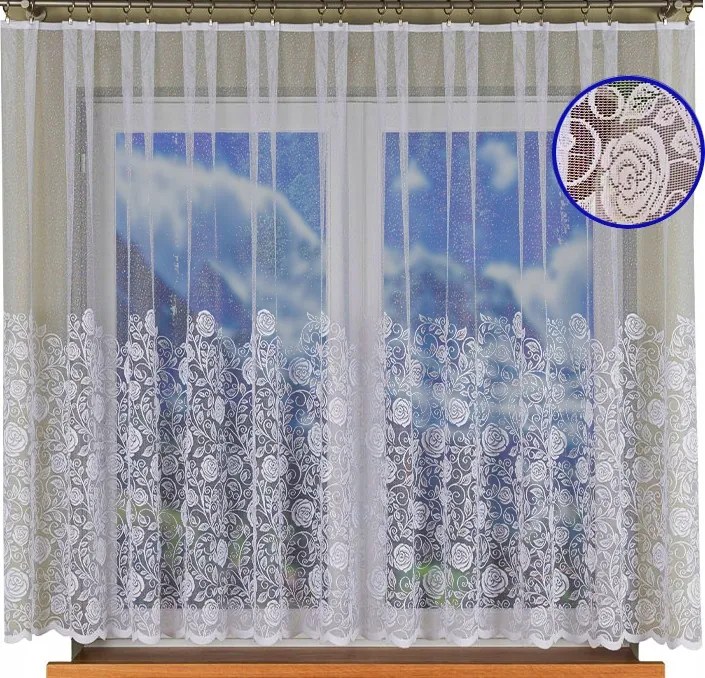 Rövid Jacquard Függöny 200x160 Széles Ösvény Rózsák Szoba Békák Kész