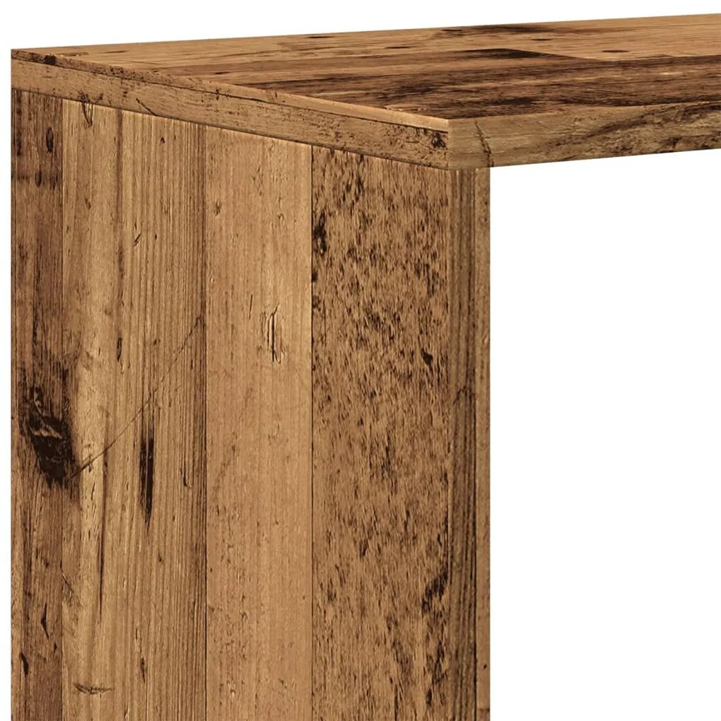 3 szintes antik fa színű fa elválasztó könyvespolc 99x29x99 cm