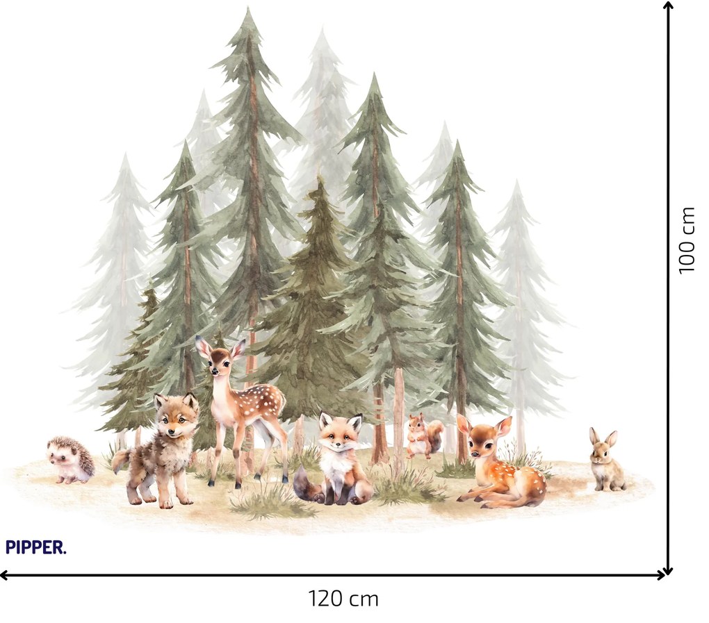 PIPPER. Textil falmatrica "Erdő állatokkal 3" Méret: 120x100cm