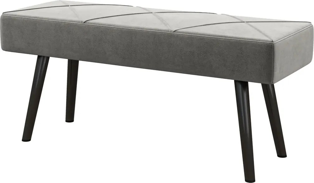 Kárpitozott pad, ágyhoz való pad, bársonyhatású, 100 x 36 x 45 cm, szürke