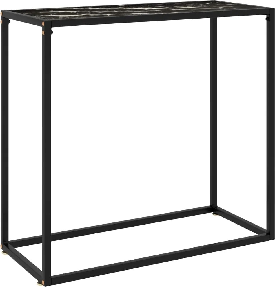 vidaXL fekete edzett üveg tálalóasztal 80 x 35 x 75 cm