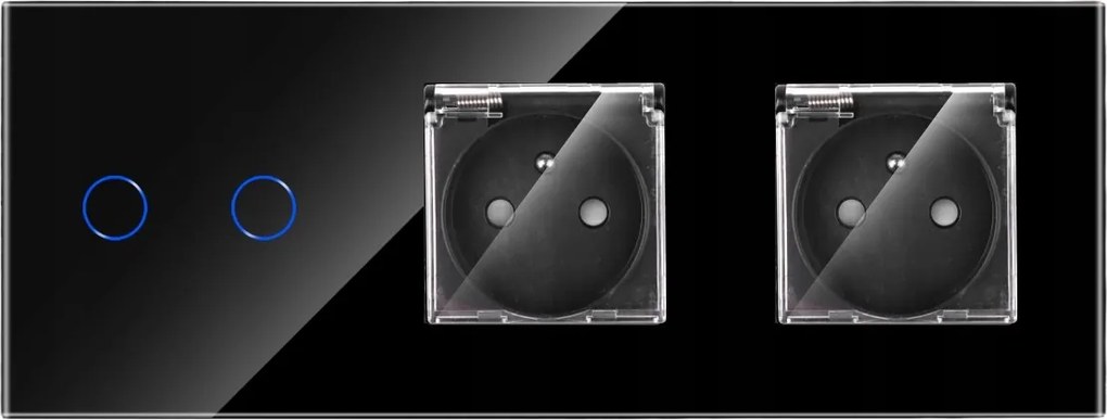 Érintőkapcsoló Dupla 2K Wifi Két Hermetikus Aljzat IP44 Üveg