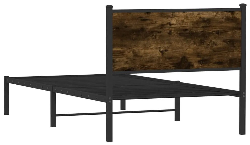 füstös tölgy színű fém ágykeret matrac nélkül 100 x 190 cm