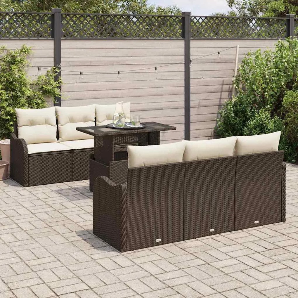 Kerti Kanapé Szett 7 pcs Barna 100 x 55 x 73 cm Poli rattan