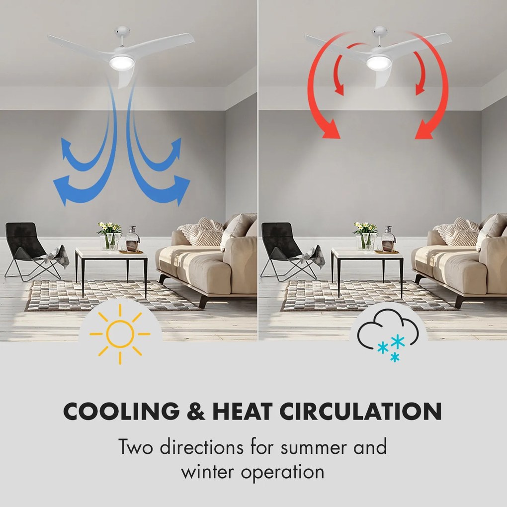 Figo, fehér, mennyezeti ventilátor, 52", 55 W, mennyezeti lámpa, 2 x 42 W, távirányító