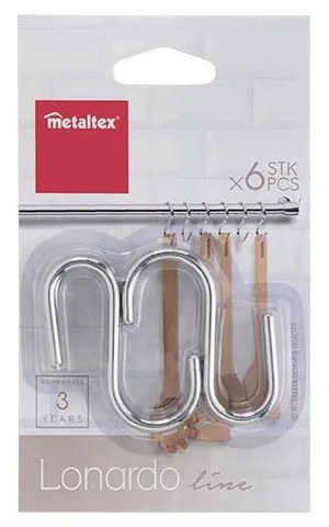 Ezüstszínű függő krómozott acél akasztó szett 6 db-os Lonardo – Metaltex