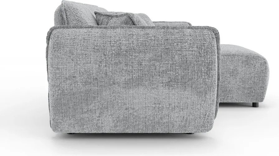 Világosszürke zsenília sarokkanapé (jobb oldali-heverő résszel) Nelia – Ropez