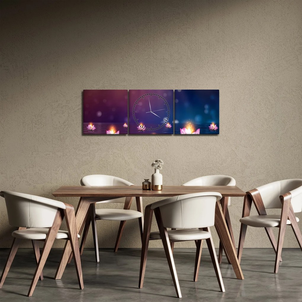 Kép - varázslatos vízililiom (órával) (90x30 cm)