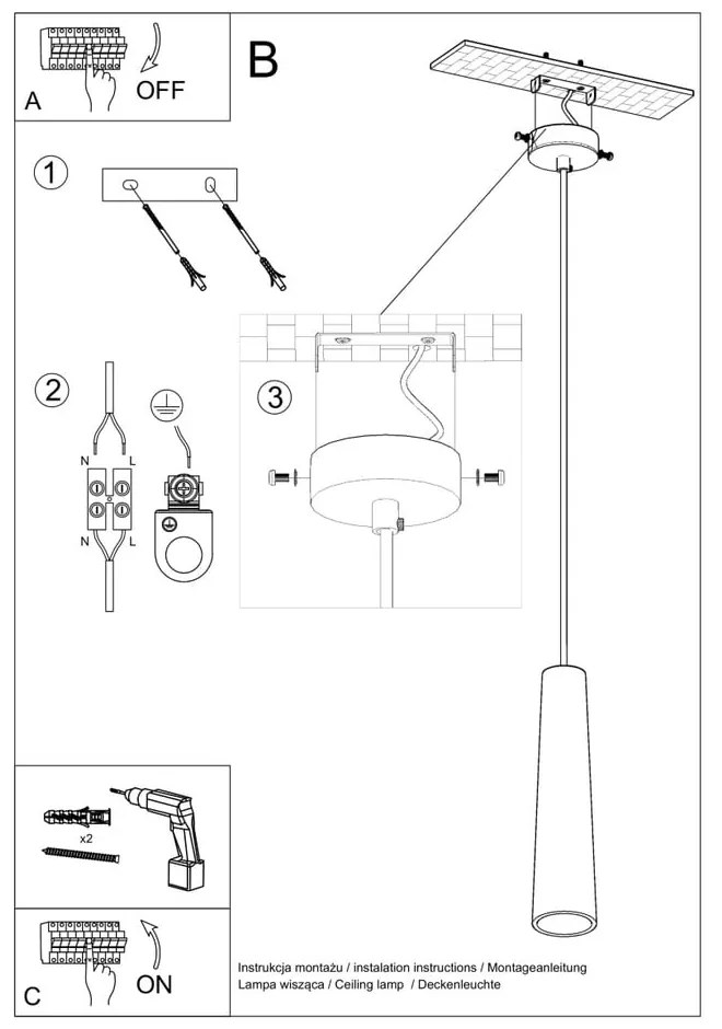 Fehér függőlámpa kerámia búrával ø 8 cm Alverna – Sollux