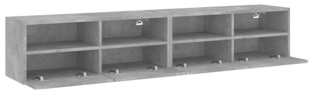 2 db betonszürke szerelt fa fali TV-szekrény 80 x 30 x 30 cm