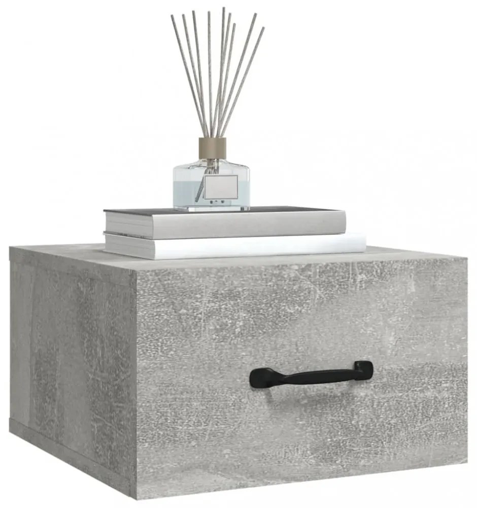 2 db betonszürke falra szerelhető éjjeliszekrény 35x35x20 cm