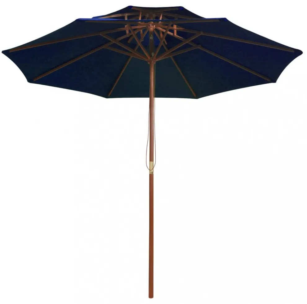 kék kétszintes napernyő farúddal 270 cm
