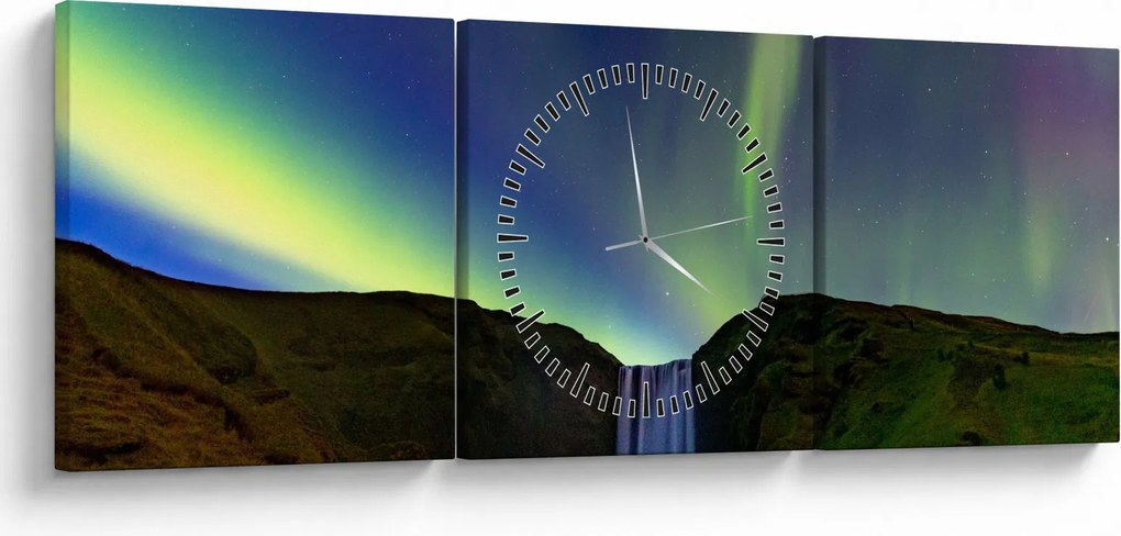 Kép - Aurora Borealis Izlandon (órával) (90x30 cm)