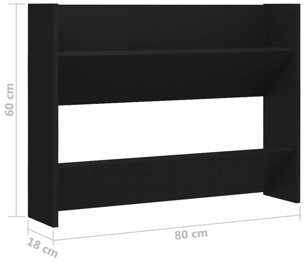 fekete szerelt fa fali cipősszekrény 80 x 18 x 60 cm