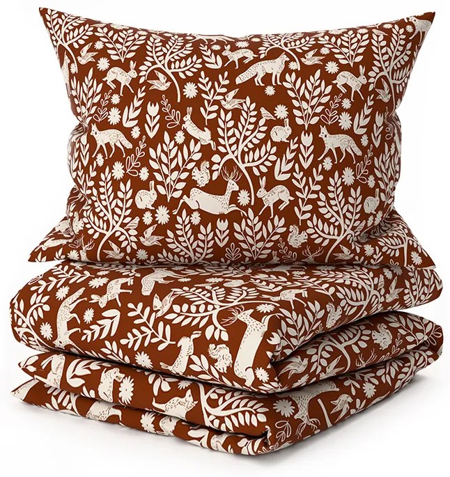 Mikroszálas ágyneműhuzat FOREST ANIMALS barna Ágyneműhuzat mérete: 70 x 90 cm | 140 x 200 cm