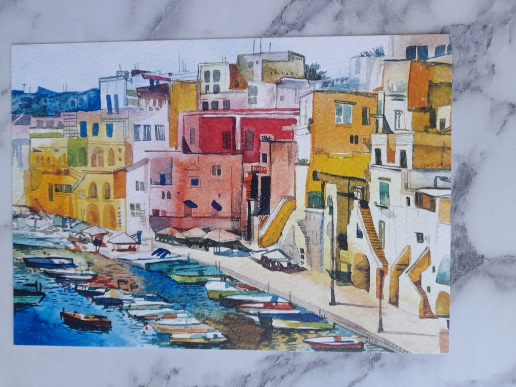 Grafika Keret Olaszország Italia Procida 5