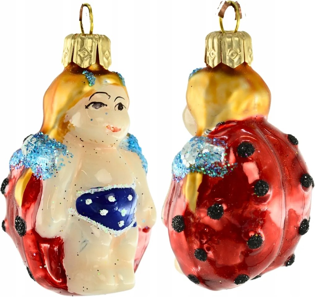 Karácsonyfa gömb katicabogár lány