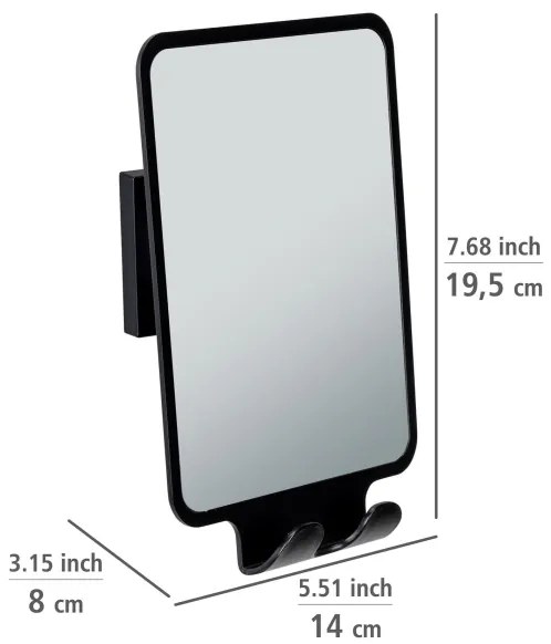 WENKO 71449800 - VACUUM-LOC QUADRO ED tükör 14x19,5 cm fekete