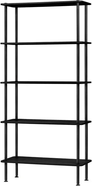 Fekete polcos állvány tölgyfa dekorral 80x163x35 cm Teidi – noo.ma