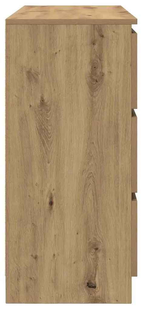 kézműves tölgy színű szerelt fa tálalószekrény 100x35x76 cm