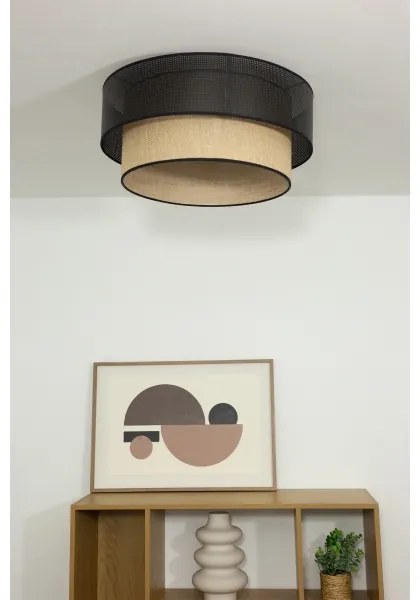 Mennyezeti lámpa BORHO 1xE27/60W/230V átm. 50 cm fekete/juta