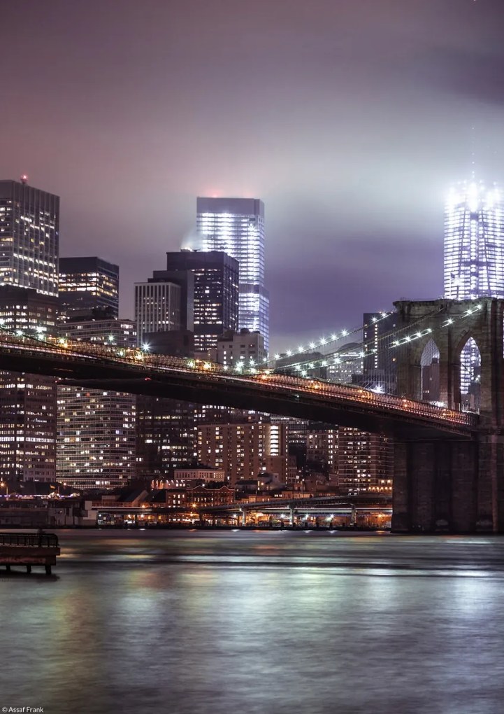 Poszter 21x29,7cm Esti felvétel a Brooklyn hídról Alsó-M panorámával