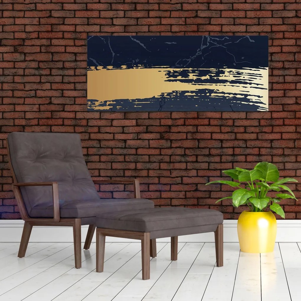 Kép - Kék és arany absztrakció N⁰2 (120x50 cm)