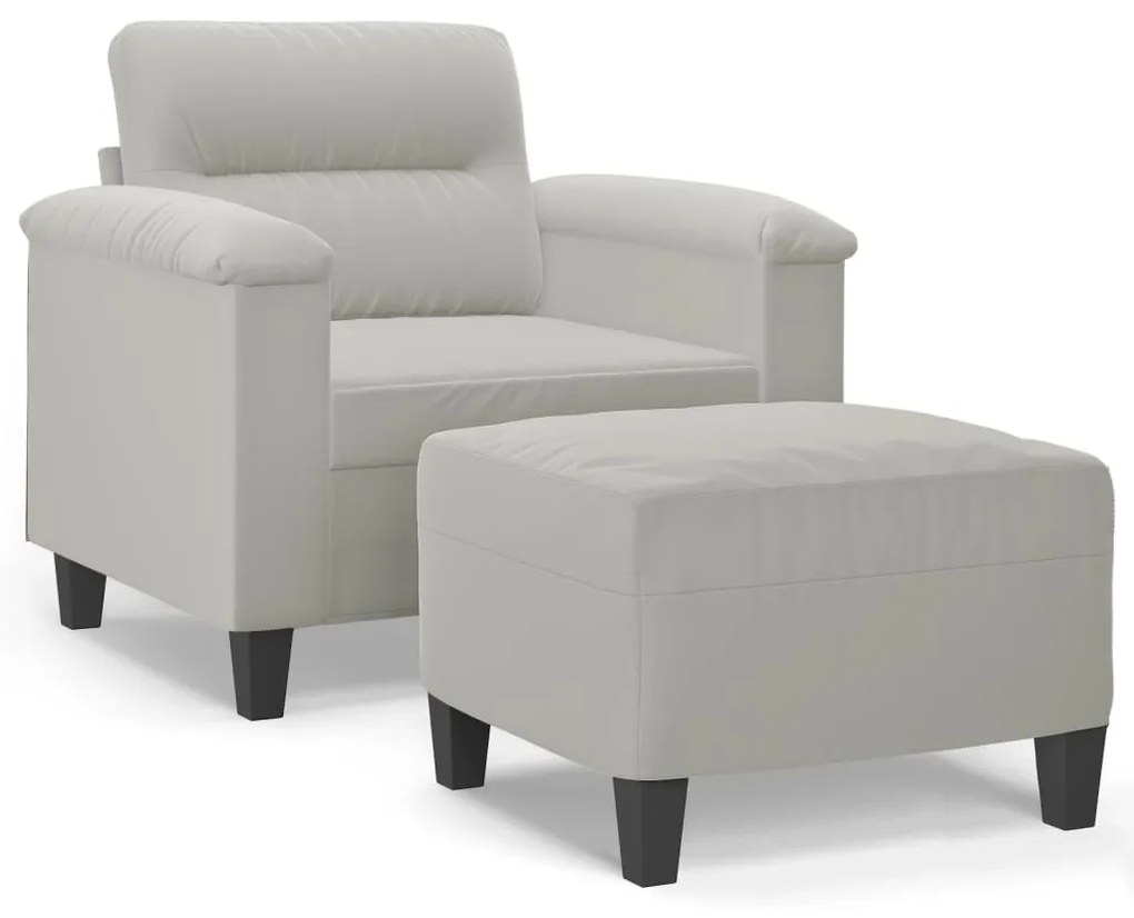 világosszürke mikroszálas szövet kanapéfotel lábtartóval 60 cm