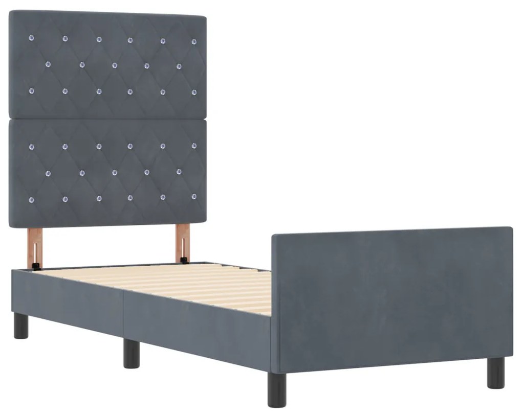 Ágykeret Sötétszürke 80x200 cm Bársony