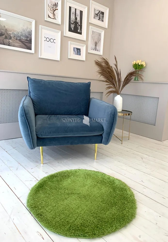 Puffy shaggy kerek szőnyeg Zöld (Green) 120x120