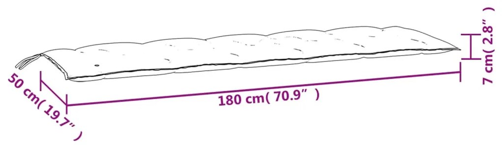 2 db krémfehér oxford szövet kerti padpárna 180 x 50 x 7 cm