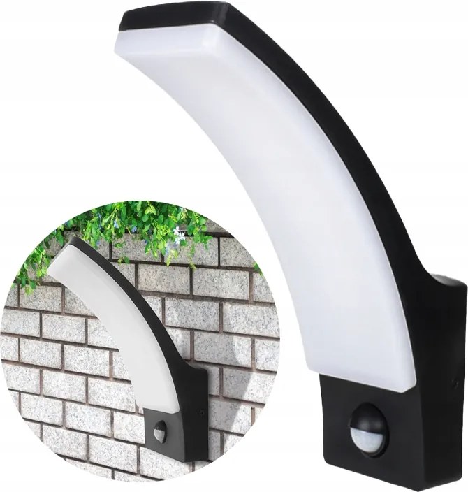 Kültéri Kerti Homlokzati Lámpa Led Mozgás- És Alkonyérzékelő 12W