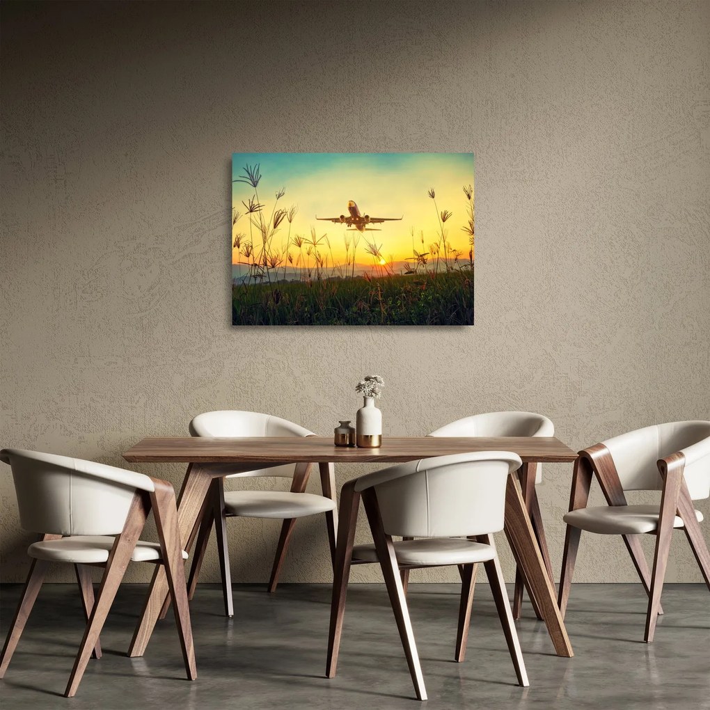 Kép a repülőgép felszállásáról (üvegen) (70x50 cm)