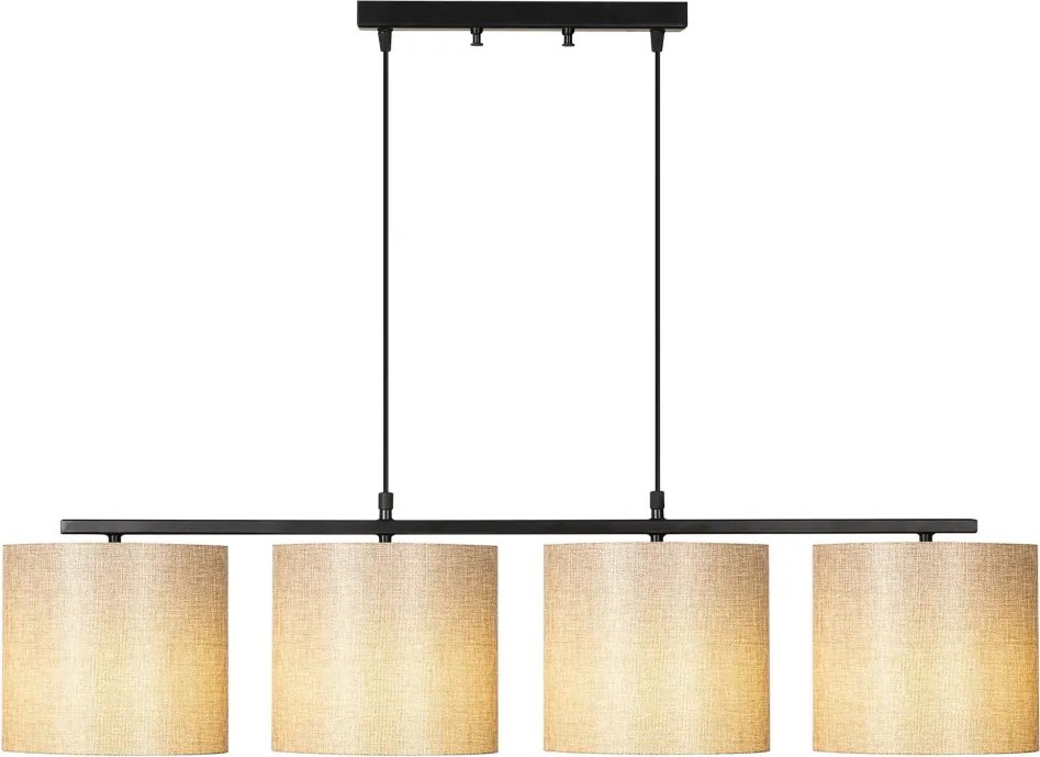 Valiz 4706 fekete-krém fém és szövet függőlámpa, 110 x 25 cm, 4 izzós