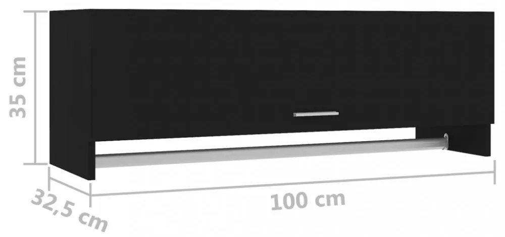 fekete szerelt fa ruhásszekrény 100 x 32,5 x 35 cm