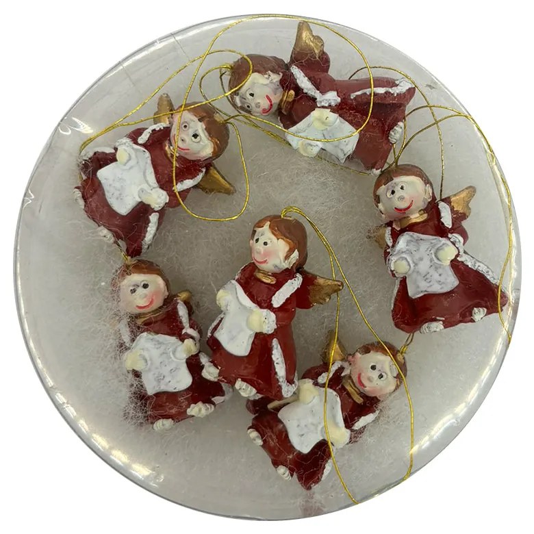 Bordó angyal figura hárfával, akasztóvalZenZ 5 db/doboz