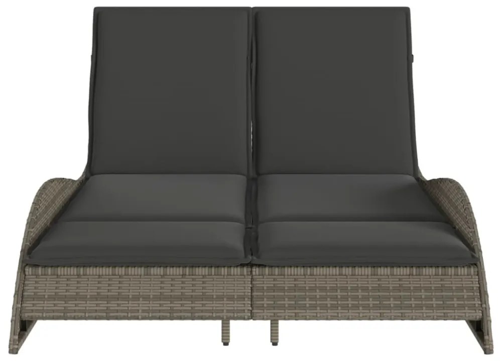 szürke polyrattan napozóágy párnákkal 114x205x73 cm